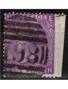 GRAN BRETAGNA 1867-80 Regina Vittoria (6p violetto senza -) us (nd dx)