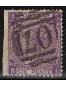 GREAT BRITAIN 1867-80 Queen Victoria (6p violet without -) us (nd sx)