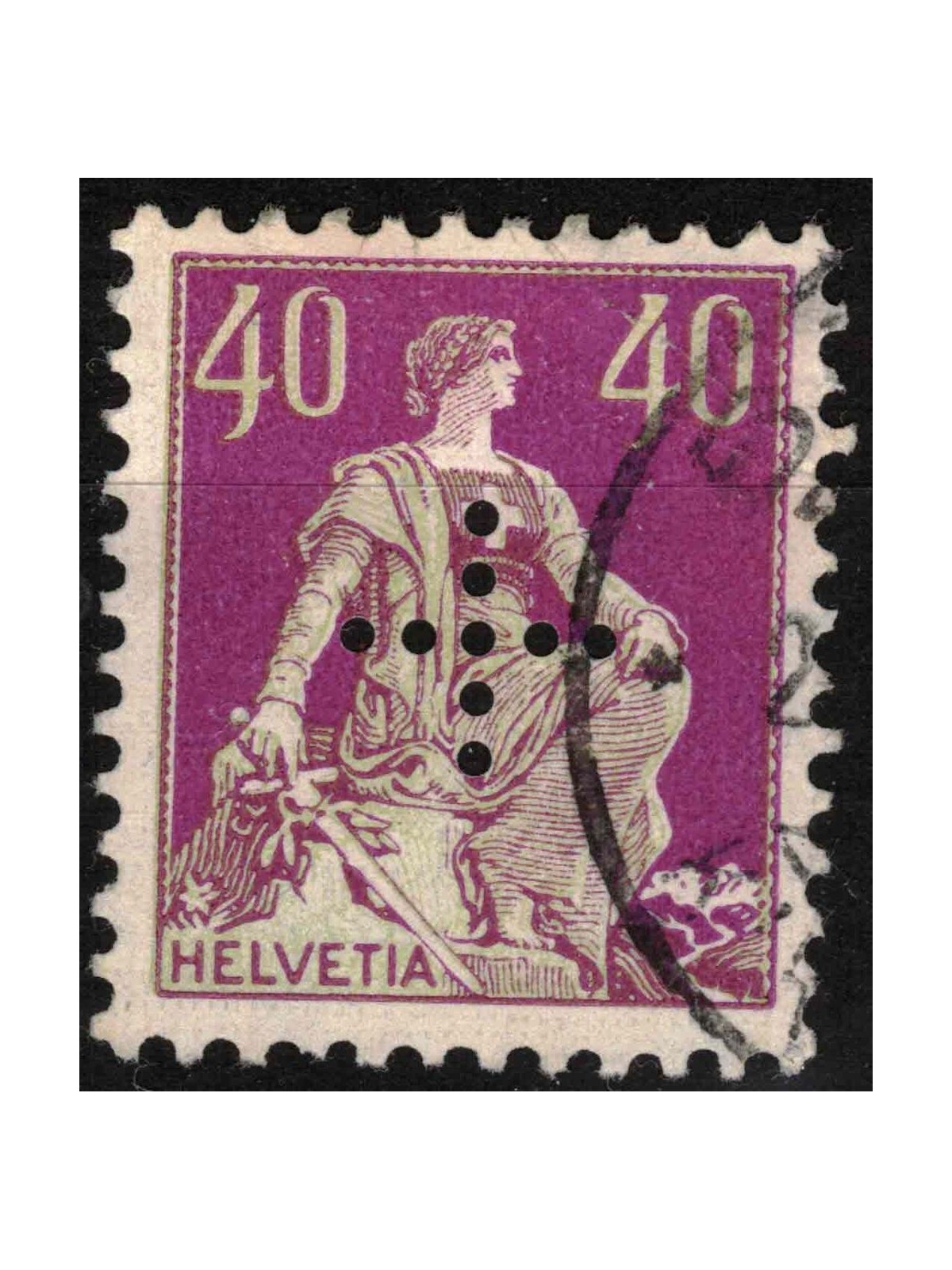 SWITZERLAND 1937 Service (Perforated Cross) 40c lilac and bistre us