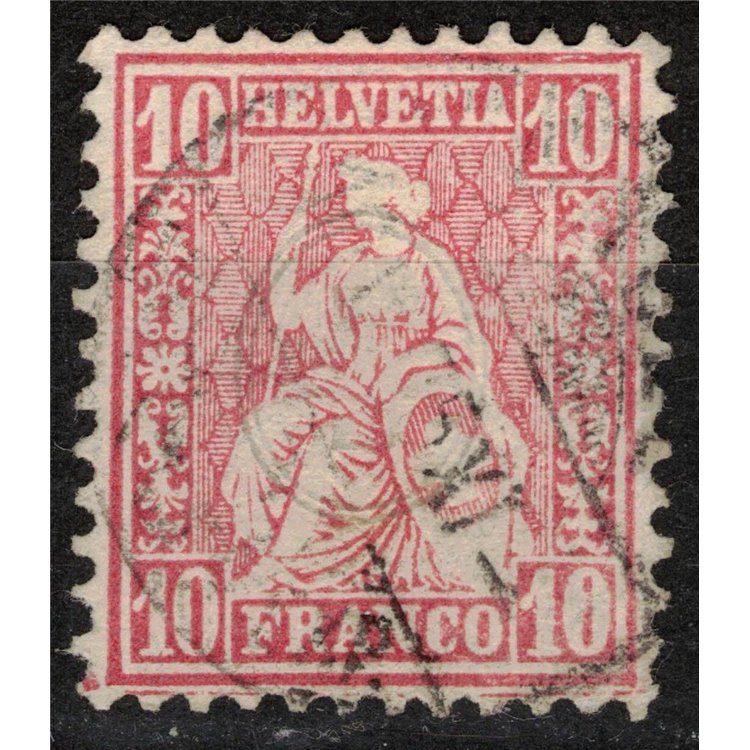 SVIZZERA 1867-78 Helvetia seduta 10 centesimi rosa us