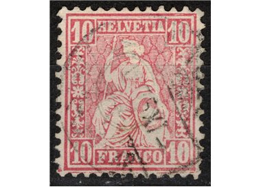 SWITZERLAND 1867-78 Helvetia seated 10 centimes pink used