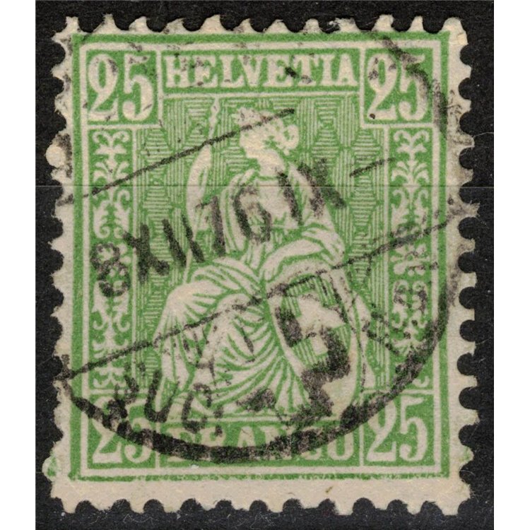 SVIZZERA 1867-78 Helvetia seduta 25 centesimi verde giallo us