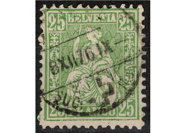 SVIZZERA 1867-78 Helvetia seduta 25 centesimi verde giallo us