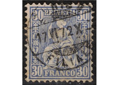 SVIZZERA 1867-78 Helvetia seduta 30 centesimi oltremare us