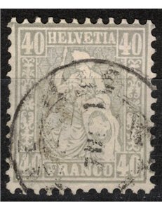 SWITZERLAND 1867-78 Helvetia seated 40 centimes grey us