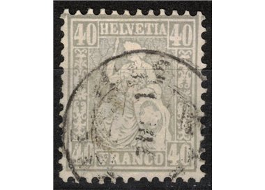 SVIZZERA 1867-78 Helvetia seduta 40 centesimi grigio us