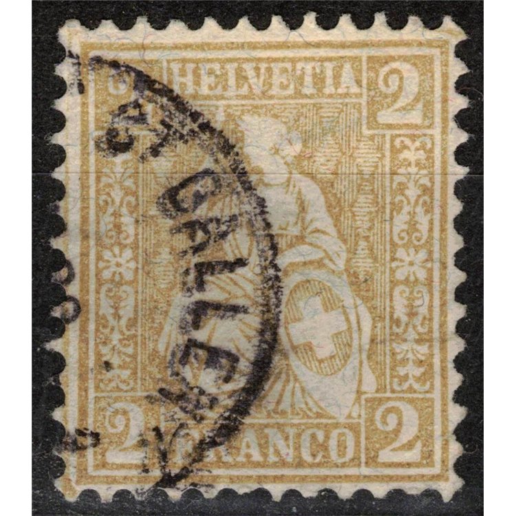 SVIZZERA 1881 Helvetia seduta 2 centesimi bistro us