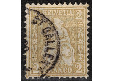SVIZZERA 1881 Helvetia seduta 2 centesimi bistro us