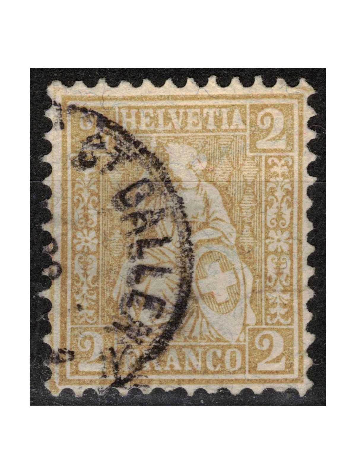 SWITZERLAND 1881 Helvetia seated 2 centimes bistro used