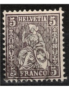 SVIZZERA 1881 Helvetia seduta 5 centesimi bruno lilla us