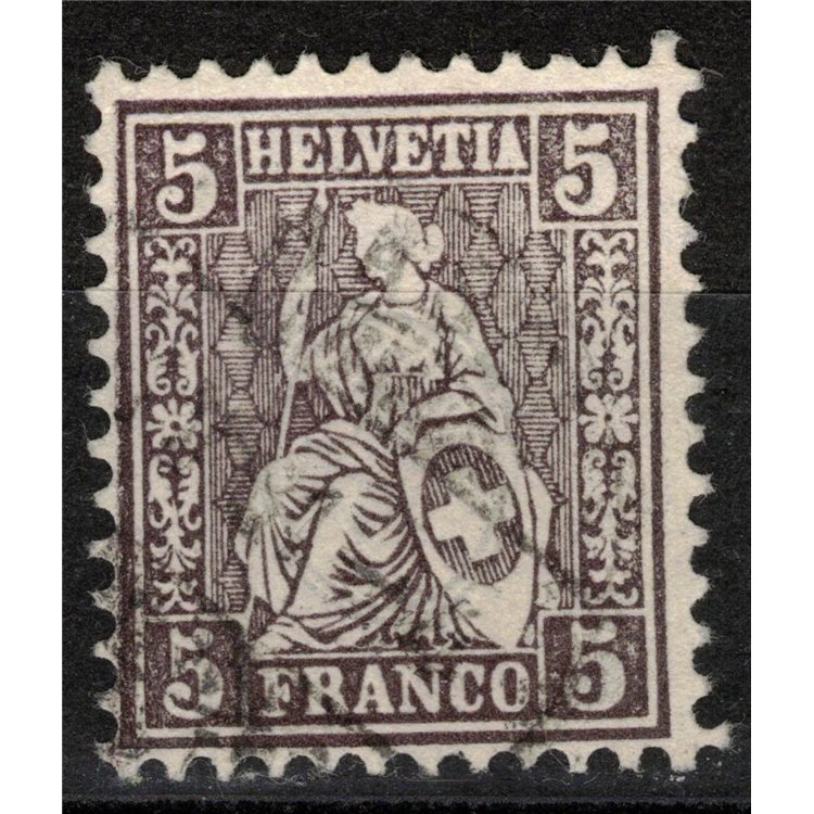 SVIZZERA 1881 Helvetia seduta 5 centesimi bruno lilla us