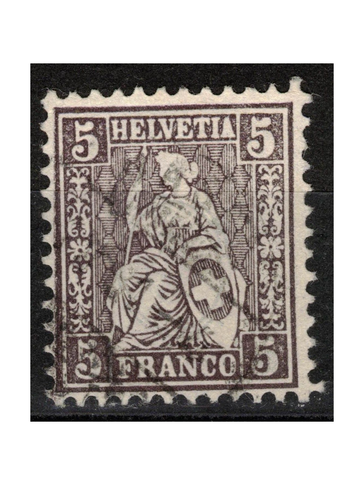 SWITZERLAND 1881 Helvetia seated 5 centimes brown lilac used