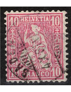 SWITZERLAND 1881 Helvetia seated 10 centimes pink used