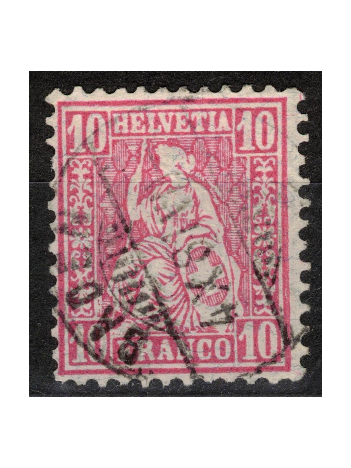 SWITZERLAND 1881 Helvetia seated 10 centimes pink used