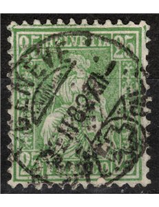 SVIZZERA 1881 Helvetia seduta 25 centesimi verde us