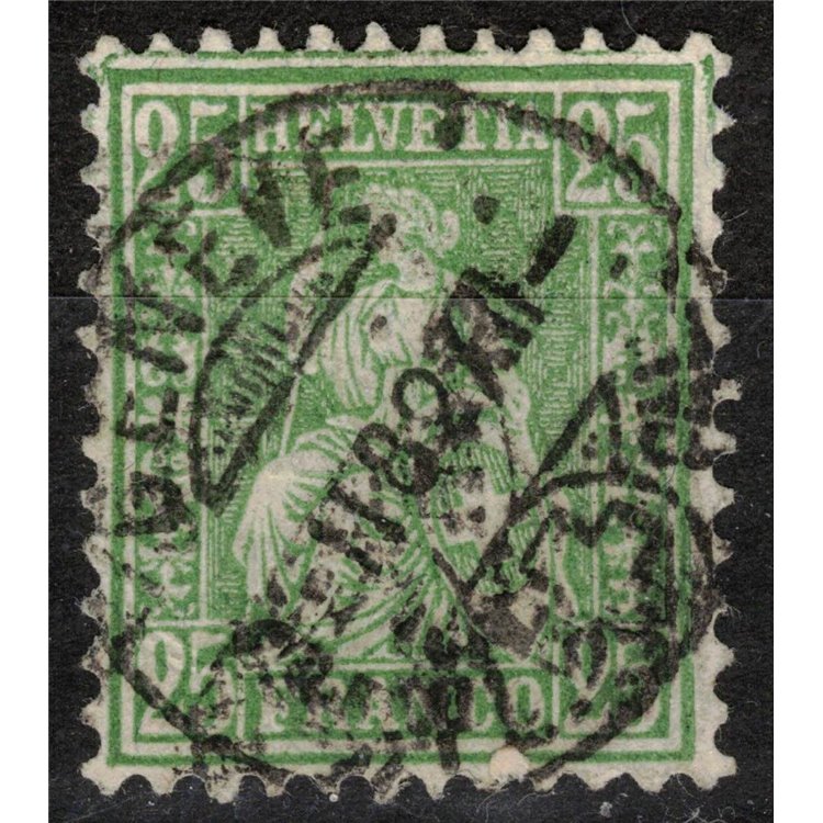 SVIZZERA 1881 Helvetia seduta 25 centesimi verde us