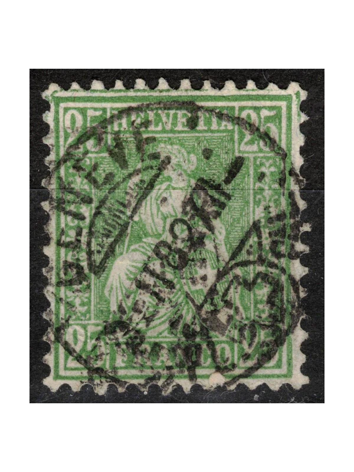 SWITZERLAND 1881 Helvetia seated 25 centimes green used