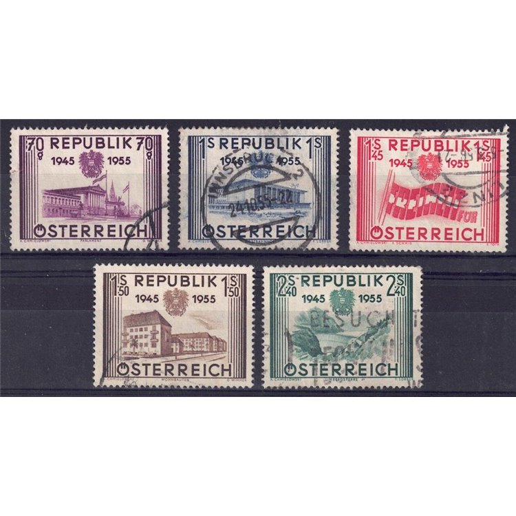 AUSTRIA 1955 Anniversario Seconda Repubblica 5v us
