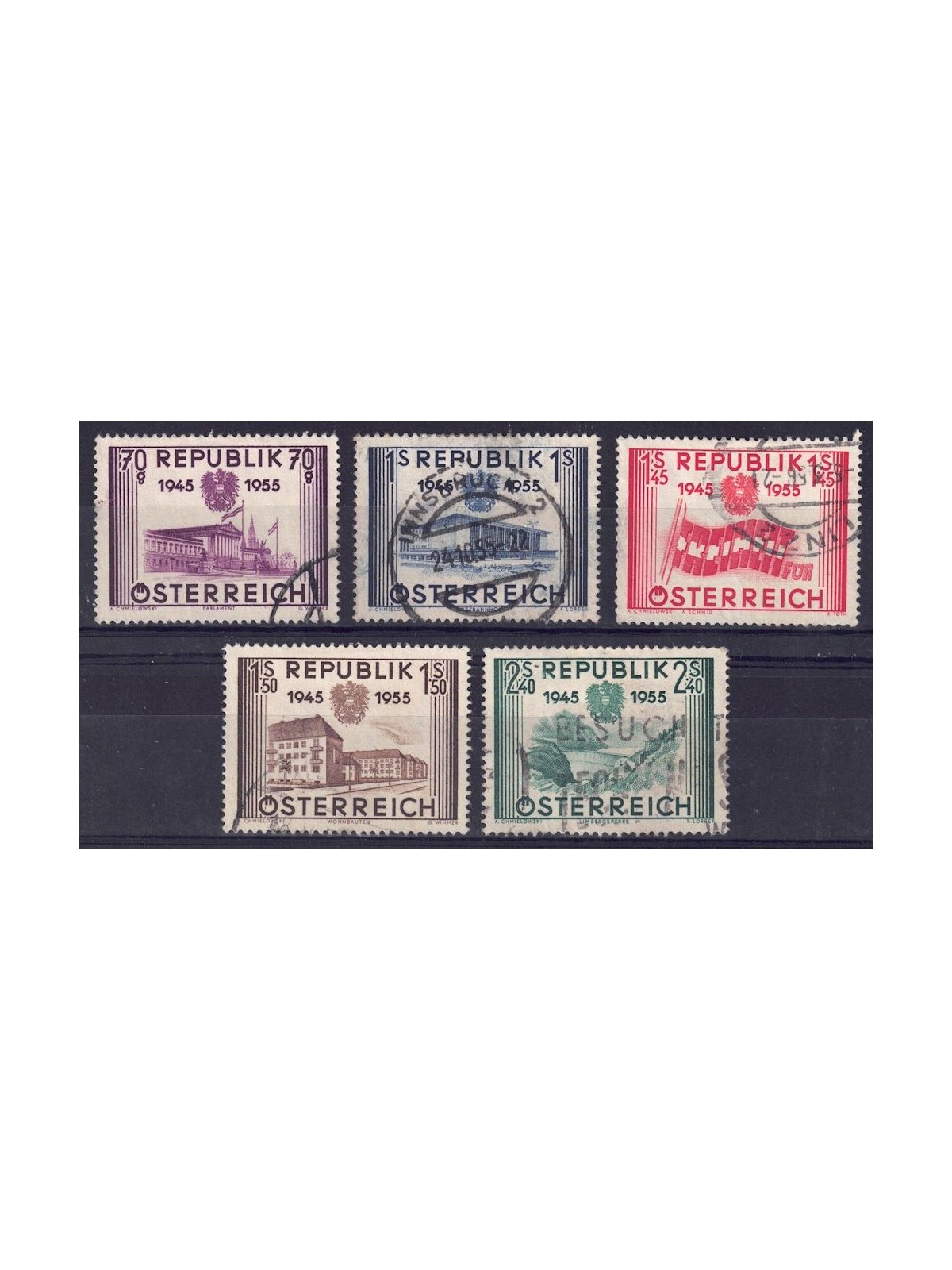 AUSTRIA 1955 Anniversary Second Republic 5v us
