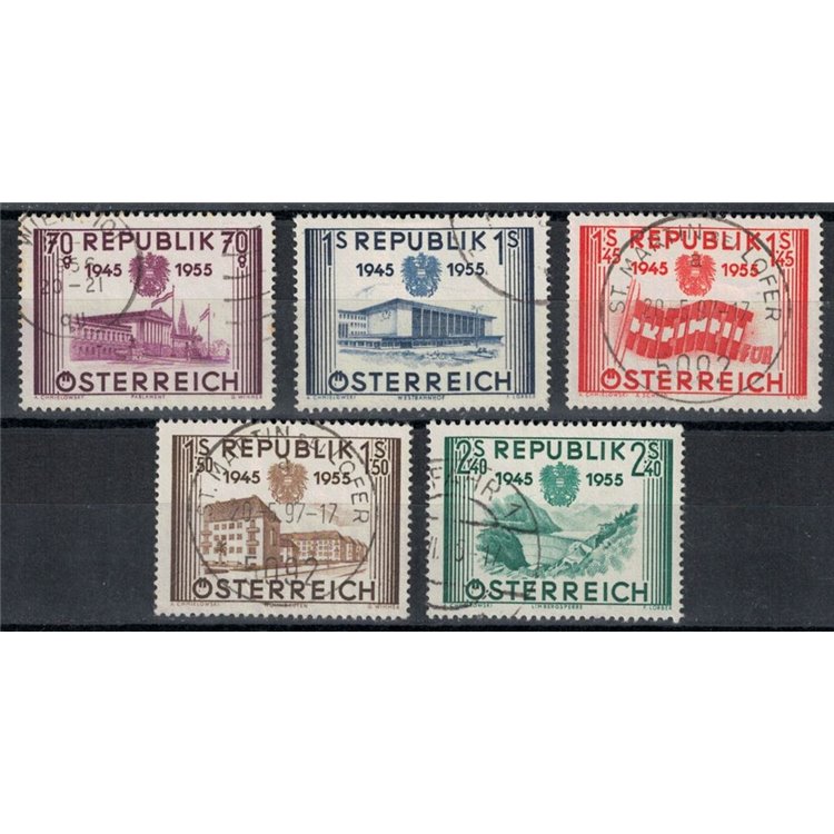 AUSTRIA 1955 Anniversario Seconda Repubblica 5v us