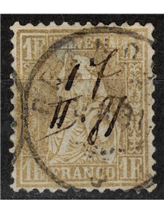 SVIZZERA 1862 Helvetia seduta 1 franco oro us