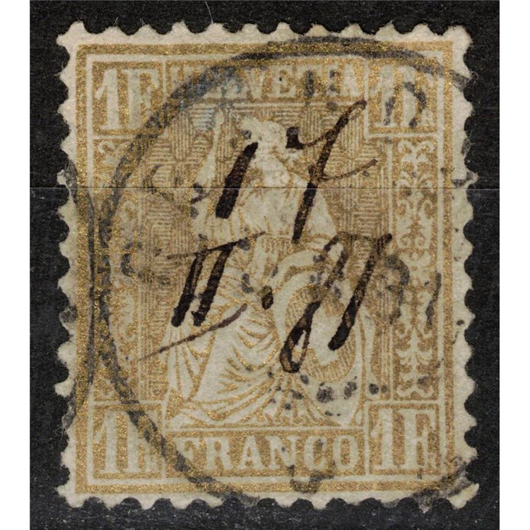 SWITZERLAND 1862 Helvetia sitting 1 US gold franc