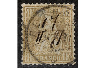 SWITZERLAND 1862 Helvetia sitting 1 US gold franc
