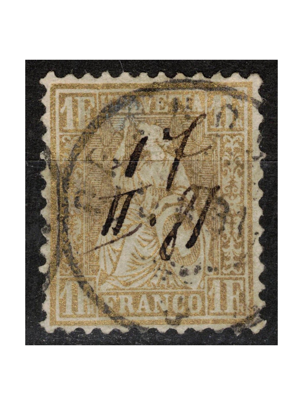 SWITZERLAND 1862 Helvetia sitting 1 US gold franc