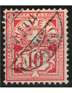 SWITZERLAND 1882 Cipher surmounted by a cross 10c pink us