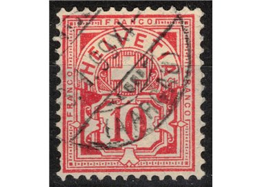 SVIZZERA 1882 Cifra sormontata da una croce 10c rosa us