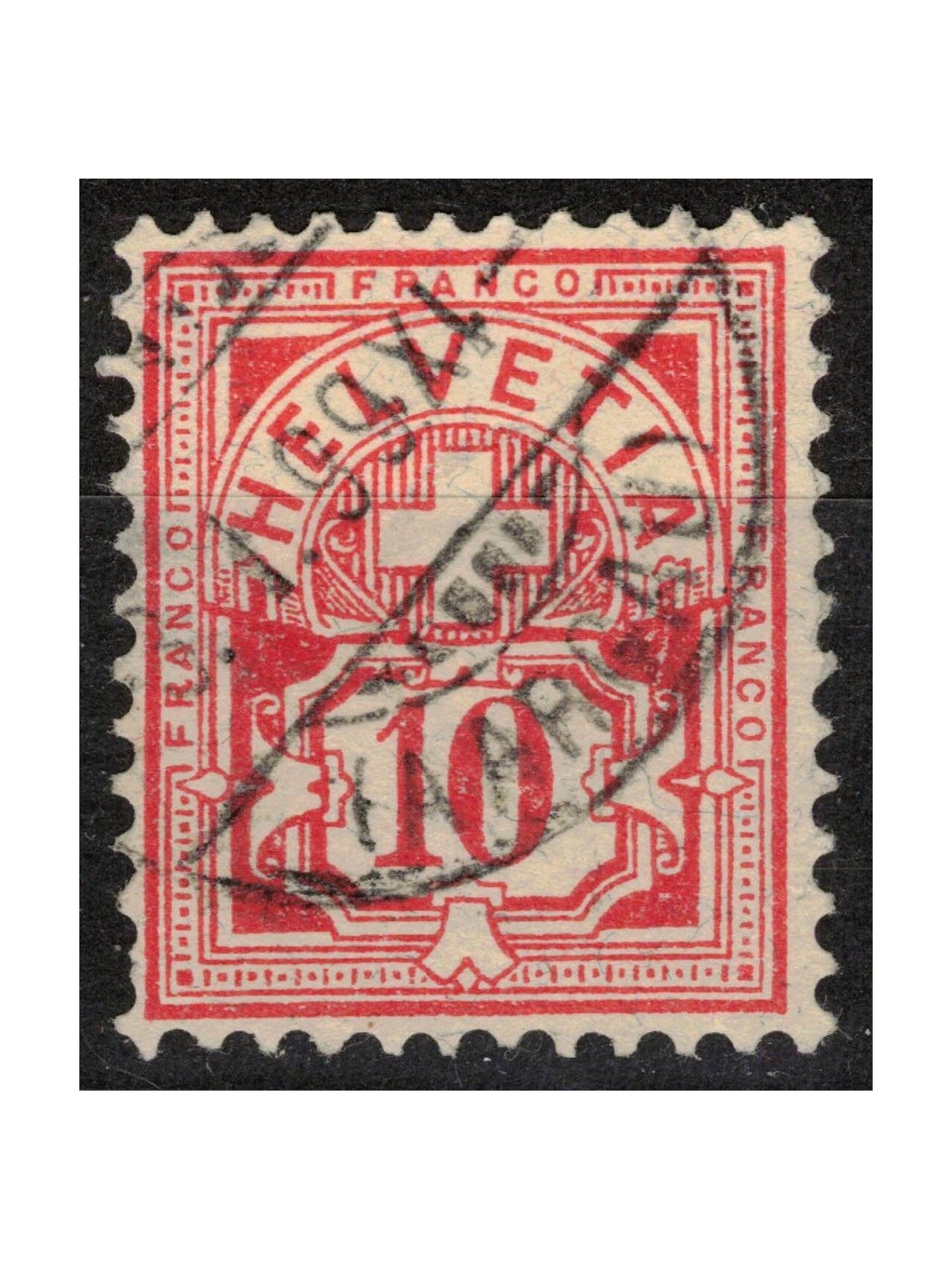 SWITZERLAND 1882 Cipher surmounted by a cross 10c pink us