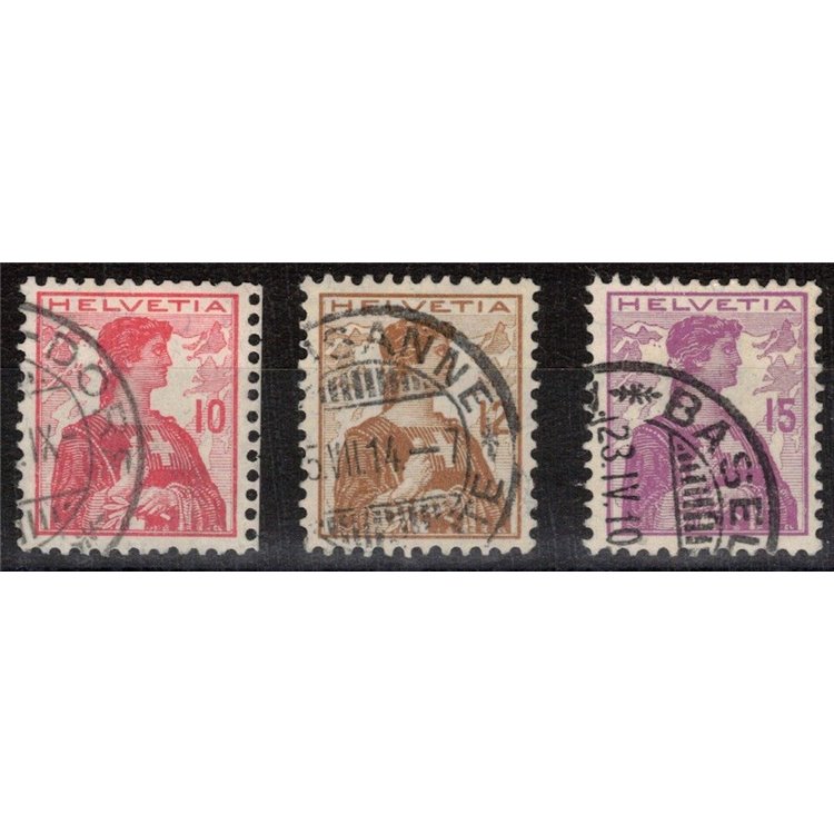 SVIZZERA 1909 Helvetia 3v us