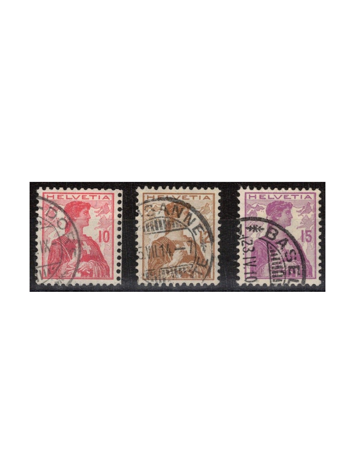 SVIZZERA 1909 Helvetia 3v us