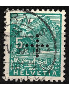 SWITZERLAND 1937 Service (Perforated Cross) 5c green blue us