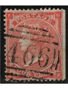 GRAN BRETAGNA 1862 Regina Vittoria (4p arancio tav. 4) us
