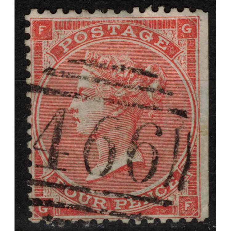 GREAT BRITAIN 1862 Queen Victoria (4p orange plate 4) us