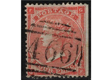 GRAN BRETAGNA 1862 Regina Vittoria (4p arancio tav. 4) us