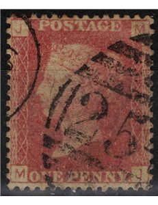 GREAT BRITAIN 1858-64 Queen Victoria (1p red plate 129) us