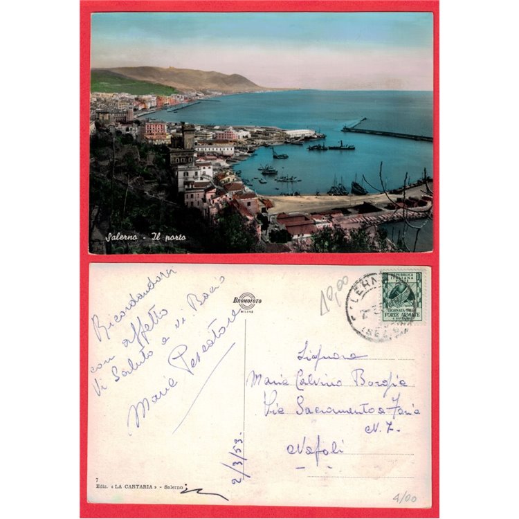 POSTAL CARD SALERNO THE PORT POSTMARKED