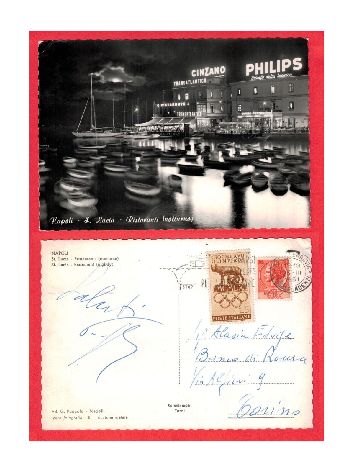 POSTAL CARD NAPLES SANTA LUCIA POSTAL CARD