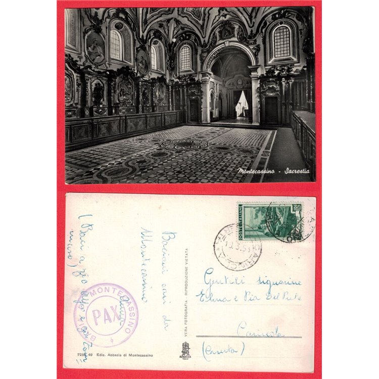 CARTOLINA MONTECASSINO SACRESTIA VIAGGIATA