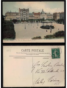 FRANCIA 1907 CARTOLINA VIAGGIATA BREST LA PLACE DU CHAMP DE BATAILLE