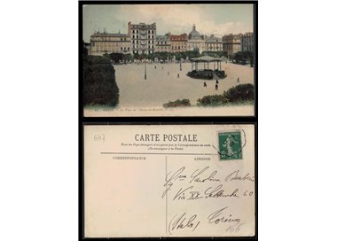 FRANCIA 1907 CARTOLINA VIAGGIATA BREST LA PLACE DU CHAMP DE BATAILLE