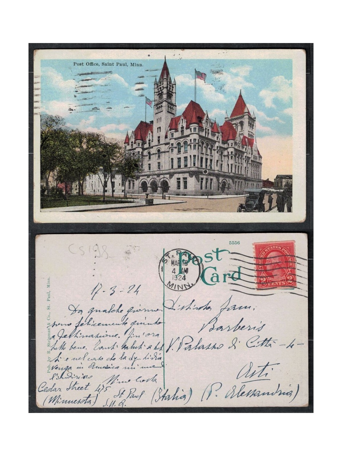 USA 1924 POSTAL CARD SAINT PAUL MINNESOTA