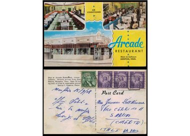 USA 1958 POSTAL CARD Arcade Restaurant (Memphis, Tennessee)