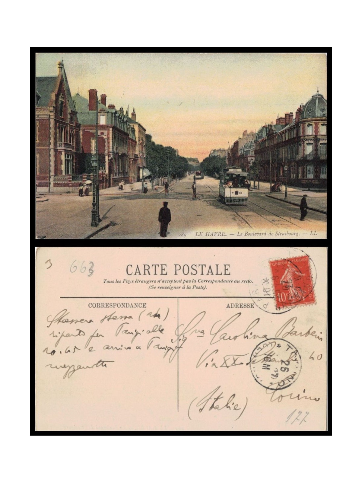 FRANCE 1907 POSTAL CARD Le Havre - Le Boulevard de Strasbourg