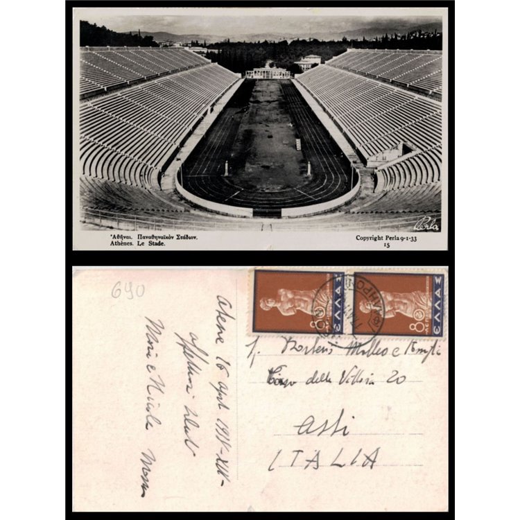 GRECIA 1938 CARTOLINA VIAGGIATA Athènes, Le Stade