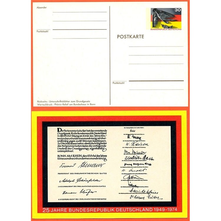 GERMANIA BRD 1974 Cartolina commemorativa anniversario Repubblica