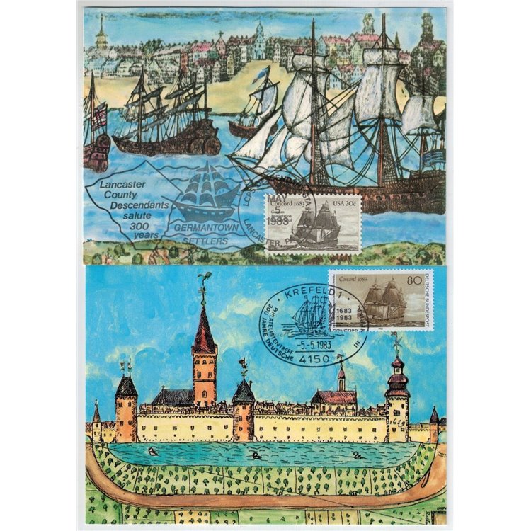GERMANIA BRD - USA 1983 N° 4 Cartoline commemorative Concord