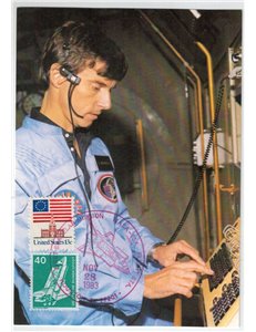 GERMANIA BRD - USA 1983 Cartolina celebrativa Missione Nasa-Esa
